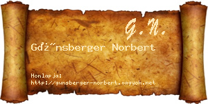 Günsberger Norbert névjegykártya