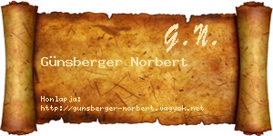 Günsberger Norbert névjegykártya
